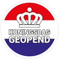 Koningsdag geopend sticker - Nederlandse vlag Reclame ABC